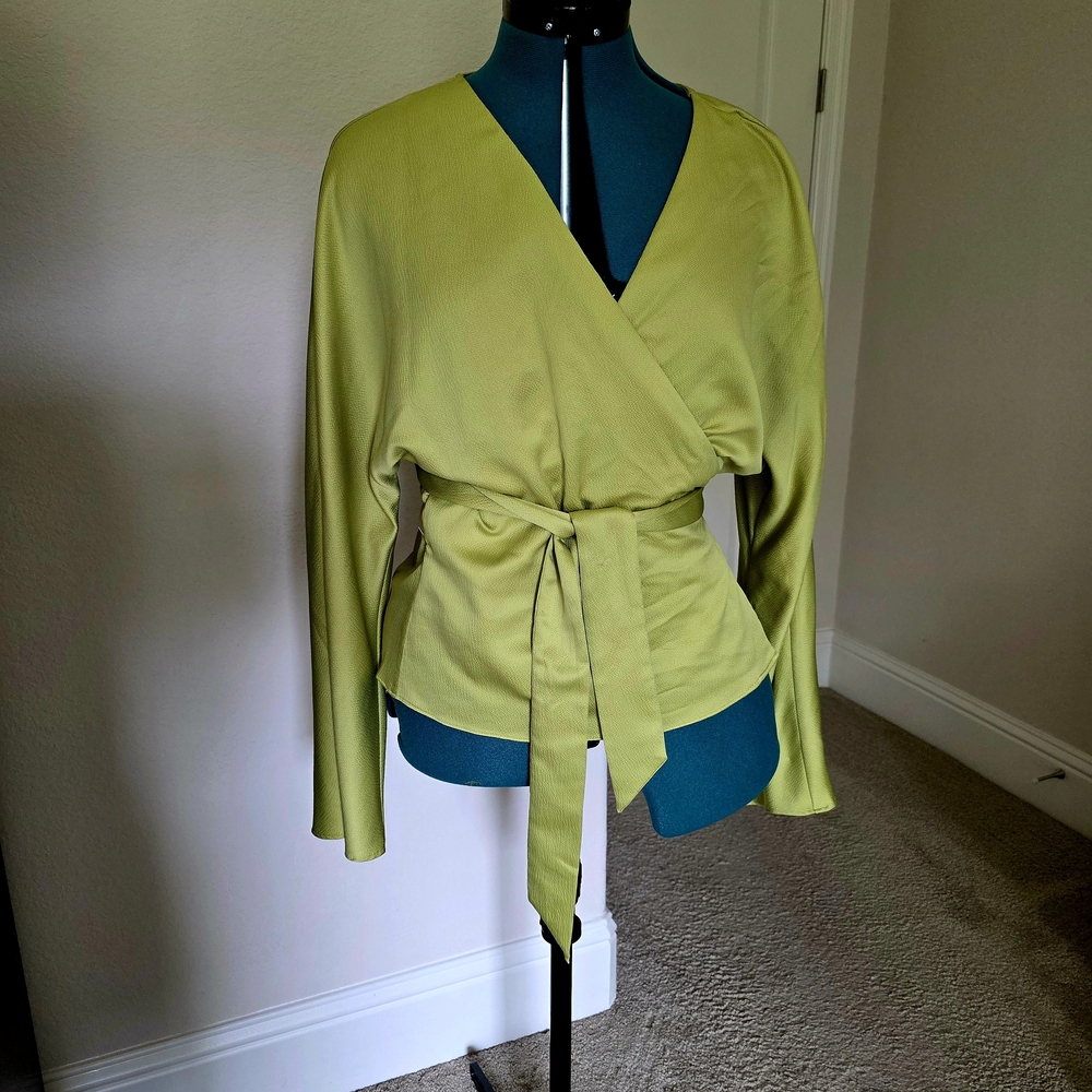 L'Academie Lime Wrap Blouse